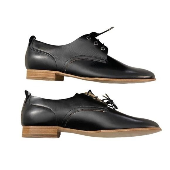 Rag & Bone Audrey Leather Shoes Oxford Tie Up Flats Black 41 - Picture 12 of 16